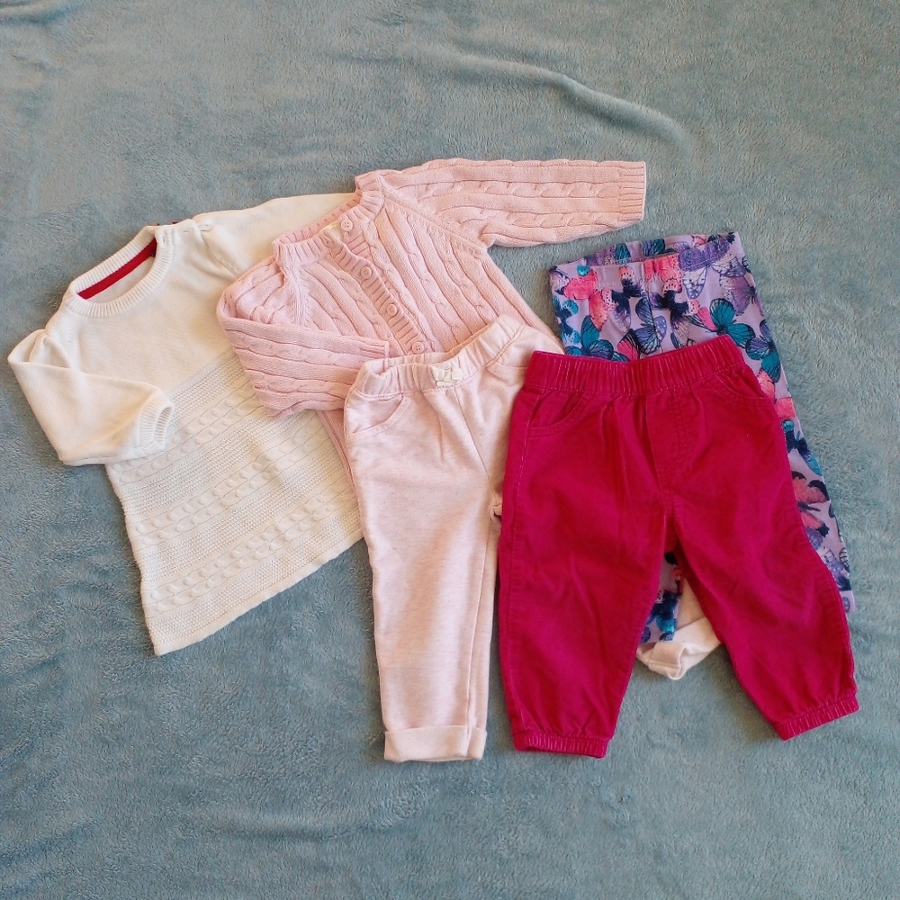 Adorable baby girl warm bundle, size 6-9M, 5 items, EUC, MEXX 100% COTTON DRESS